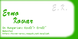erno kovar business card